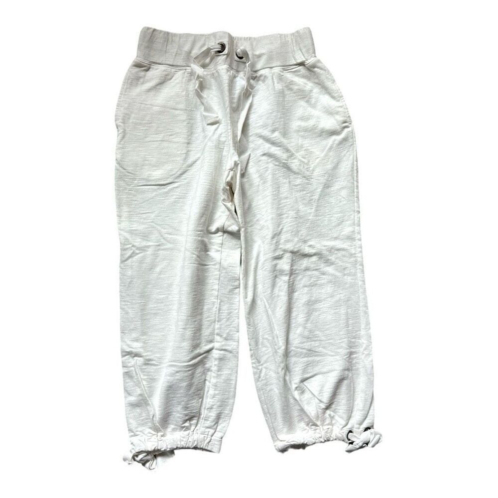 Womens Caribbean Joe White Drawstring Culottes Cropped Soft Spun Pants  - Sz S